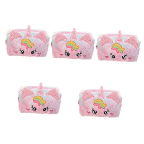 WRITWAA 5stücke Kosmetiktasche Für Reisen Niedlicher Einhorn Make-up Beutel Tragbare Toilettenartikel Organizer Für Damen Weich Und Plüschig Für Kosmetik Und Toilettenartikel von WRITWAA