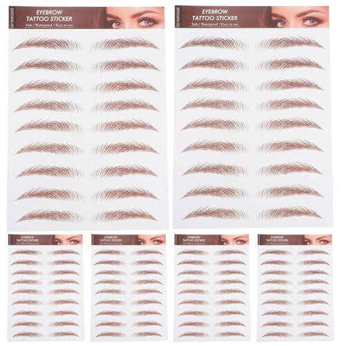 WRITWAA 6 Blätter Wasserdichte Augenbrauen Aufkleber Braune Augenbrauen Transfers für Einen Natürlichen Look Einfach Anzuwenden von WRITWAA
