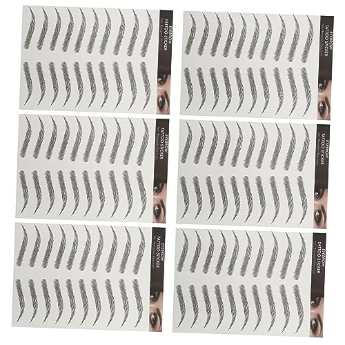 WRITWAA 6 Blätter Wasserfeste 3D Augenbrauen Tattoos Aufkleber Temporäre Augenbrauen Aufkleber für Natürliches Makeup Einfach Anzuwenden für Makeup und Beauty Blogger von WRITWAA