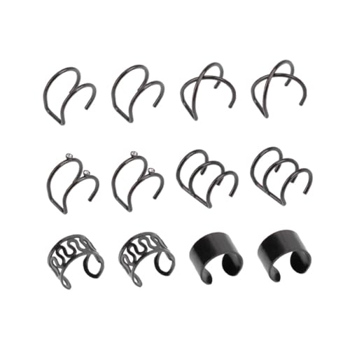 WRITWAA 6 Paare Ear Clips aus Schwarzem Titanstahl Einfache nicht Piercing Ohrklemmen für Damen und Herren Stylische Ohrdekoration Langlebig und Hautfreundlich für Alltag und Party von WRITWAA