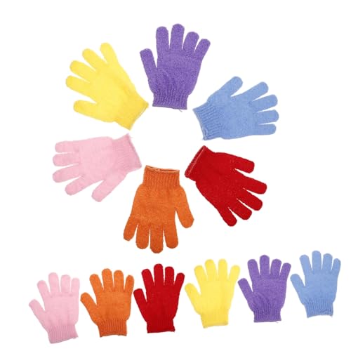 WRITWAA 6 Paare Handschuhe Schrubben Körperwäscher Duschzubehör Tiefes Peelinghandschuh Schwarze Peeling-handschuhe Body Scrub Shoste Auftriebshandschuhe Badaccessoires Für Damen Nylon von WRITWAA