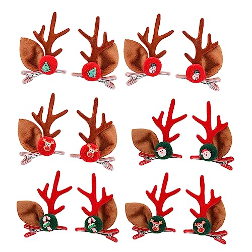 WRITWAA 6 Paare Niedliche Weihnachts Haarspangen mit Hirschgeweih Design Bunte Haarklammern für Mädchen Umweltfreundlich Langlebig für Party Karneval Hochzeit und Fotoshootings von WRITWAA