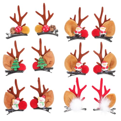 WRITWAA 6 Paare Weihnachts Haarspangen Elchgeweih Design Leicht und Bequem Festlich Haarschmuck für Damen und Party Weihnachten Kostüm Zubehör von WRITWAA