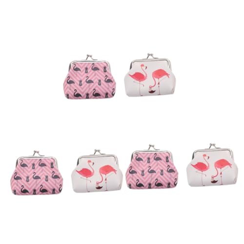 WRITWAA 6stücke Flamingo Pu Münzbeutel Für Damen Stilvolle Geldbörse Im Tropischen Design Für Reisen Shopping Kosmetiktasche Für Mädchen Verschiedene Designs Praktische Aufbewahrung von WRITWAA