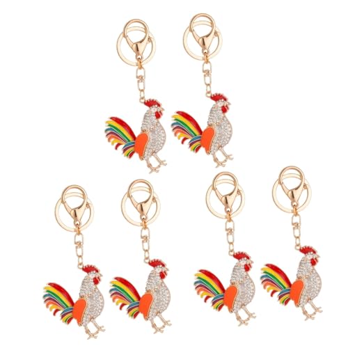 WRITWAA 6 STK Hahn-Schlüsselanhänger Ostern Ostern Easter Decoration osterngeschenk Schlüsselbund Schlüsselringe Taschenanhänger Kreativer Schlüsselanhänger Metall von WRITWAA