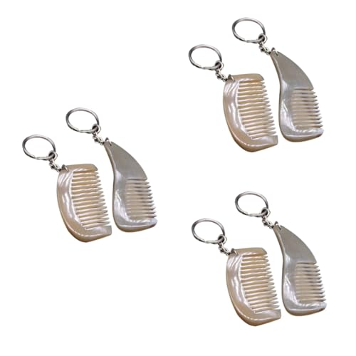 WRITWAA 6stücke Natürlicher Hornkamm Schlüsselring Mini Kamm Schlüsselanhänger Kreative Hängende Dekoration Für Taschen Handys Autoschlüssel Zufällige Farben Muster a von WRITWAA