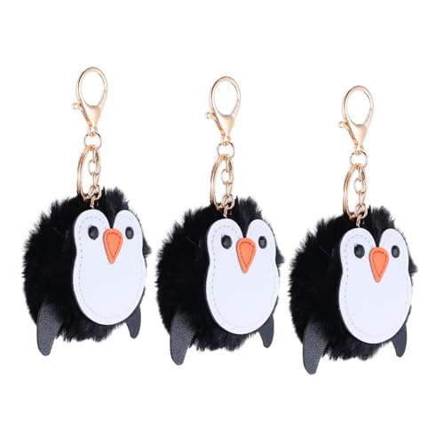 WRITWAA 6 STK Pinguin Schlüsselanhänger Weihnachts-schlüsselanhänger Rucksack-geldbörsen Flauschiger Schlüsselanhänger Weihnachten Gefüllter Schlüsselanhänger Imitation Rex-Kaninchen Black von WRITWAA