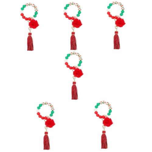 WRITWAA 6stücke Tassel Schlüsselanhänger Armband Kreativer Handgelenk Schlüsselbund Mit Quaste Rotes Für Taschen Und Rucksäcke Für Frauen Und Freundinnen von WRITWAA