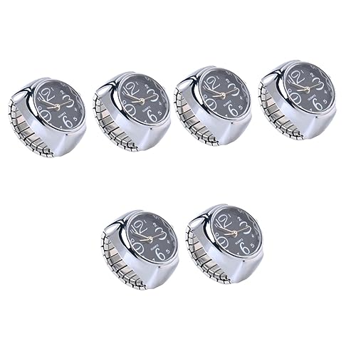 WRITWAA 6 Stk Ringuhr Für Mädchen Ringuhren Für Damen Binäre Uhr Ringuhr Für Fingerringuhren Digitale Herrenuhren Digitaluhren Für Herren Uhr Mit Rundem Quarzringuhr Uhrenring von WRITWAA