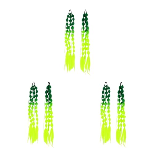 WRITWAA 6 Stück Bubble Braids: Rave-Haar In Farbverlaufsgrün Für Mädchen Und Frauen Gefärbte Trendige Lange Pferdeschwanz-Perücken-Zopfverlängerung Mit Bändern von WRITWAA