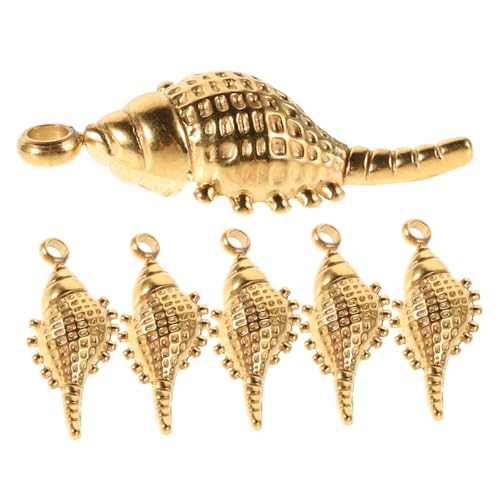 WRITWAA 6 Stück Edelstahl Muschel-anhänger Goldfarben Einzigartige DIY Charms für Schmuckherstellung Geeignet für Armbänder Ohrringe Halsketten Keychains Hautfreundlich Leicht und Modisch von WRITWAA
