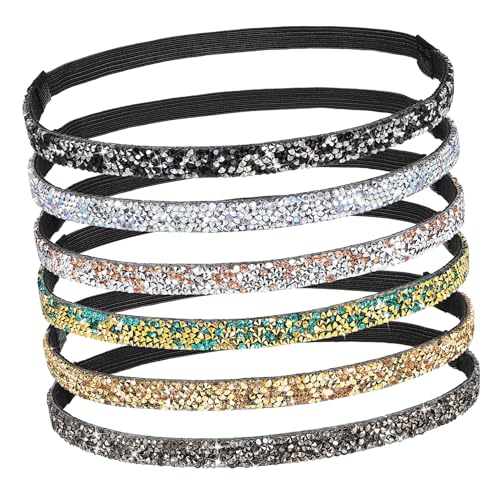 WRITWAA 6 Stück Elastisches Stirnband Für Damen Perlen Kopfschmuck Festival Mädchen Damen Süße Stirnbänder Kopfbänder Strass Spitze Workout Modisch Breit Ausgefallener Braut von WRITWAA