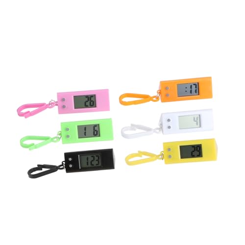 WRITWAA 6 Stück Elektronische Digitale Taschenuhr Schlüsselanhänger Große Anzeige Tragbar Geeignet für Outdoor Sport Rucksack Gürtel Zufällige Farben für Studenten und von WRITWAA