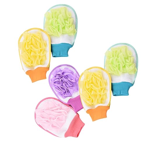 WRITWAA 6 Stück Exfolierende Badehandschuhe für Männer und Einseitige Körperpeeling Handschuhe Zufälligen Farben Effektive Entfernung Abgestorbener Haut und Einfache von WRITWAA