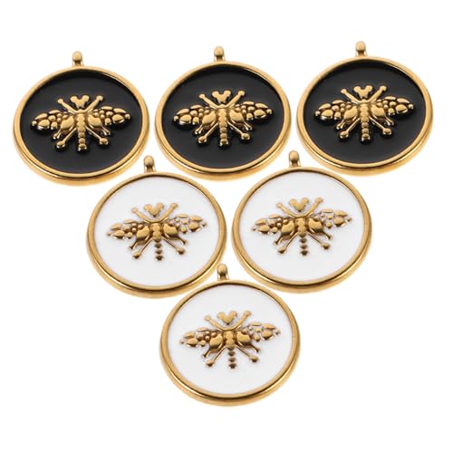 WRITWAA 6 Stück Goldene Bienen Anhänger aus Edelstahl mit Emaille Kratzfest Langlebig und Vergoldet Insekten Charms für DIY Schmuckherstellung Halsketten Armbänder und Schlüsselanhänger von WRITWAA
