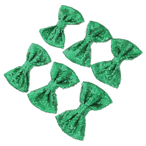 WRITWAA 6 Stück Haarschmuck funkelnd Minibögen zum Basteln Haare glitzern Haarnadel Ornament weihnachtsdeko Haarzubehör für Mädchen Haarspangen im Bowknot-Design Paillettenstoff Grün von WRITWAA