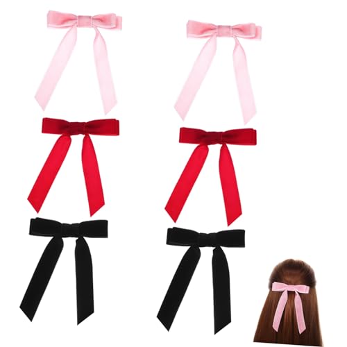 WRITWAA 6 Stück Samt Haarschleifen Haarspangen für und Mädchen Rutschfeste Haarklammern Haar Accessoires für Partys und Alltagsoutfits von WRITWAA