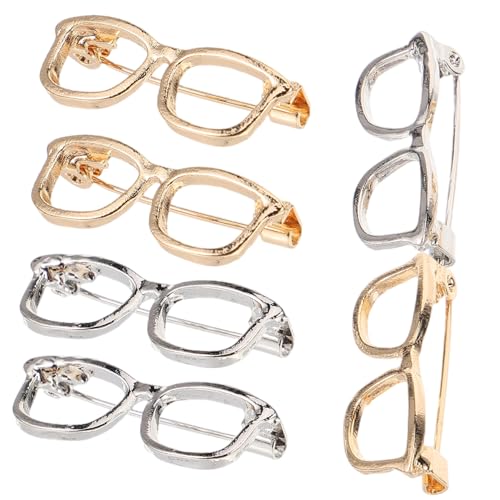 WRITWAA 6 Stück Kreative Brillen Broschen Metallstifte in Gold und Silber Anstecknadeln für Damen Party Accessoires für Jacken Taschen Schals und Kleider von WRITWAA