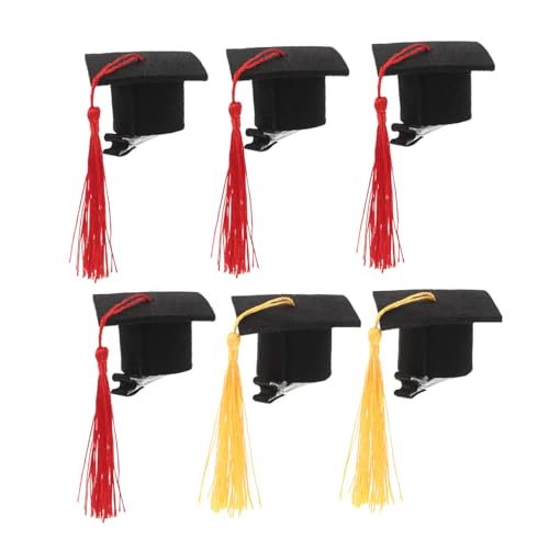 WRITWAA 6stücke Mini-abschlusskappen-haarspange Aus Stoff Und Legierung Abschlusskappen-quastenhaarspange Abschlusspartykostüm-zubehör Abschlusskappenzubehör Für Feiern von WRITWAA