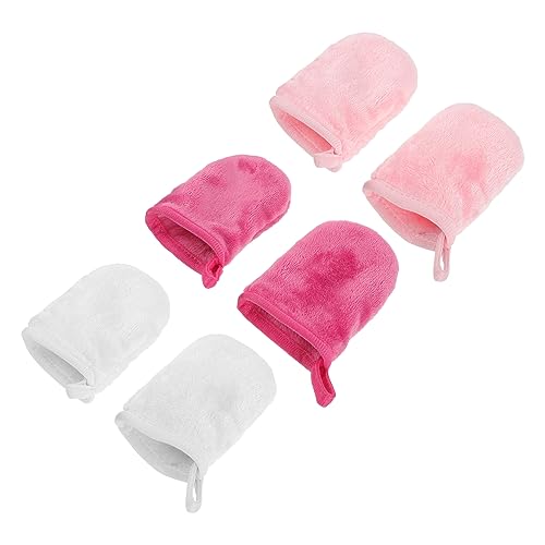 WRITWAA 6 Stück Reinigungshandschuhe Make Up Entfernungshandschuhe Gesichtswaschlappen Wiederverwendbares Rosa Handtuch Make Up Entferner Make Up Tücher Waschbar Für Die Haut Von von WRITWAA