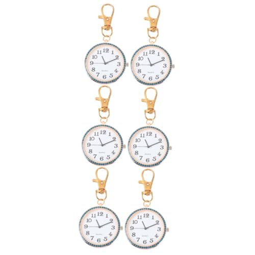 WRITWAA 6stücke Clip Taschenuhr Schlüsselanhänger Mit Rhinestones Tragbare Quarzuhr Für Und Ärzte Geeignet Für Schlüsselbund Und Taschen Goldfarben von WRITWAA
