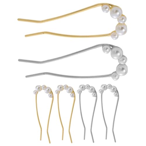 WRITWAA 6 Stück Teiliges Haarschmuck U Förmige Haarspangen mit Perlen Vintage Chinesische Haarnadeln für Dutt und Hochsteckfrisuren Gold und Silber Eleganter Haarpin für Damen von WRITWAA