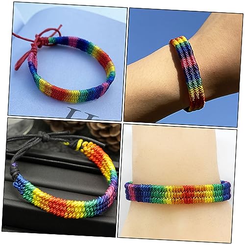 WRITWAA 6 Stück Teiliges Handgefertigtes Geflochtenes Regenbogen Armband Verstellbare Pride Wickelarmbänder für Damen und Herren Hautfreundlich und Komfortabel für Festivals und von WRITWAA