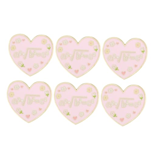 WRITWAA 6 Stück Teiliges Herzbroschen Damen Legierungsbrosche mit Englischem Text Modisches Schmuckaccessoire für Kleidung Schals Taschen Sicherer Anstecker Vielseitig und Langlebig von WRITWAA