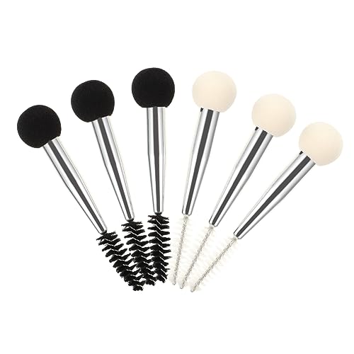 WRITWAA 6 Stück Teiliges Make Up Pinselset mit Doppeltem Kopf Augenbrauen und Wimpernbürste Schwammapplikator für Foundation Blush und Mascara Langlebig und Komfortabel Anwendung von WRITWAA