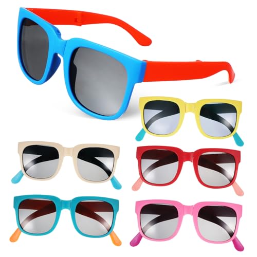 WRITWAA 6 Stück Teiliges Sonnenbrillen Faltbar Uv Schutz Pc Linsen Kratzfest Partybrillen für Kleinkinder Outdoor Aktivitäten Geeignet von WRITWAA