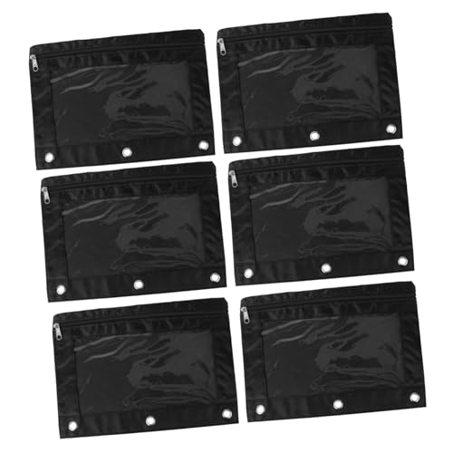 WRITWAA 6 Stück Teiliges Transparente Oxford Stiftetaschen mit Lochösen Große Kapazität Reißverschlussfreie Aufbewahrungstaschen für Bürobedarf Kompatibel Ring ordnern Leicht und Tragbar von WRITWAA