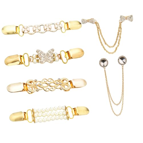 WRITWAA 6 Stück Teiliges Vintage Strickjacke Clips Goldfarbene Broschen für Damen Vielseitige Cardigan Clips Robust und Elegant Passend für Pullover Kleider Mäntel und Accessoires von WRITWAA