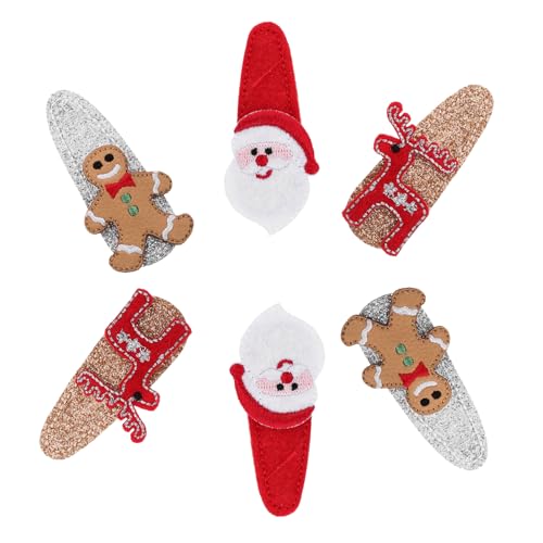WRITWAA 6 Stück Teiliges Weihnachts Haarspangen für Mädchen Leichte Sichere und Lederclips mit Glitzer Festlicher Haarschmuck für Xmas Party und Alltag Einfache Anwendung Vielseitige von WRITWAA