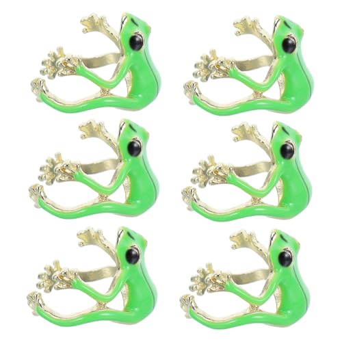 WRITWAA 6 Stück Verstellbarer Teilig Grüner Frosch Ring Offenes Design Lustiger Schmuck Damen Vintage Punk Tier Accessoires Kreativer Modeschmuck von WRITWAA
