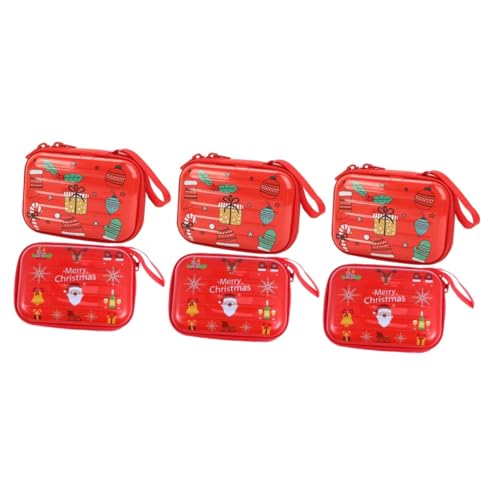 WRITWAA 6 Stück Weihnachtliche Weißblech Reißverschlusstaschen Mini Dinge Für Die Geldbörse Bezaubernde Geldbörse Weihnachts Datenkabelhalter Mini Kopfhörertasche Karten von WRITWAA