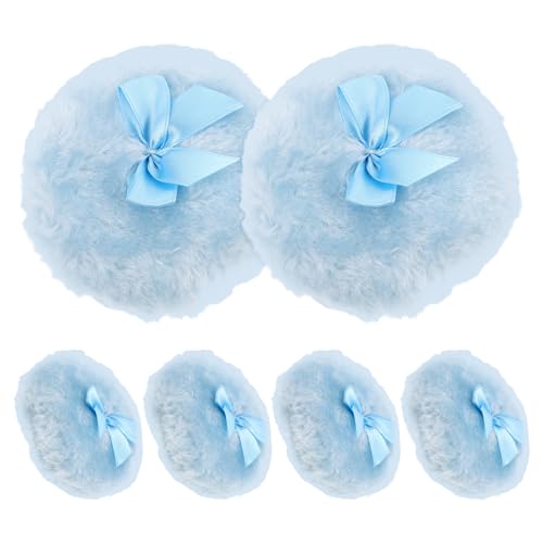 WRITWAA 6-teiliges Baby-Körperpuderquaste: Flauschiger Plüsch-Puderapplikator mit Schleifen-Design – Make-up-Pads für Frauen und Mädchen für zu Hause und unterwegs von WRITWAA