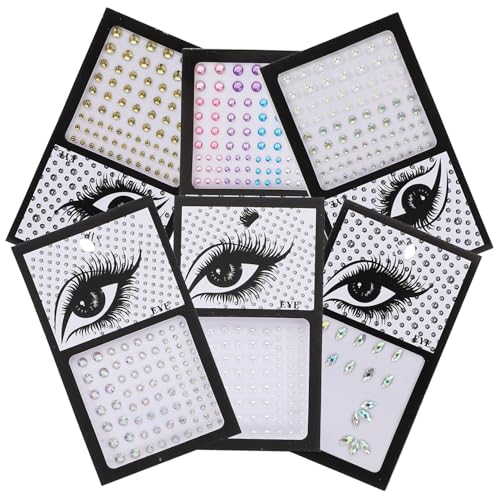 WRITWAA 6blätter Strasssteine Für Gesichtsschmuck Selbstklebende Augen-gesichtssteine Gesichts-strass-aufkleber Zum Dekorieren Von Karten Und Diy-projekten von WRITWAA