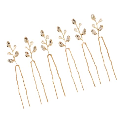 WRITWAA 6Stücke U Förmiger Haarstamm Mit Perlen Und Strasssteinen Teiliges Für Hochzeiten Und Brautfrisuren Eleganter Haarschmuck Für Damen Handgefertigte Haarnadel von WRITWAA