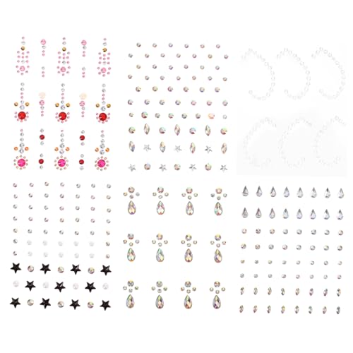 WRITWAA 6blätter Glitzersteine Für Gesicht Diy-gesichtsjuwelen Selbstklebende Gesichtsschmucksteine Gesichts-strass-aufkleber Make-up-strass-aufkleber Körperaufkleber Gesichtsaufkleber von WRITWAA