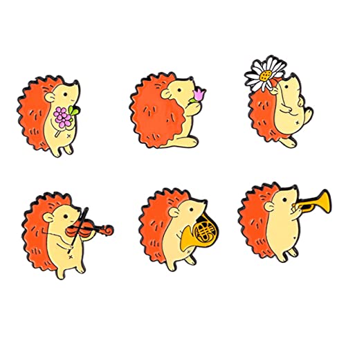 WRITWAA 6stücke Cartoon Igel Broschen Aus Legierung Tier Abzeichen Für Kleidung Dekoration Schmuck Für Taschen Rucksäcke Hüte von WRITWAA