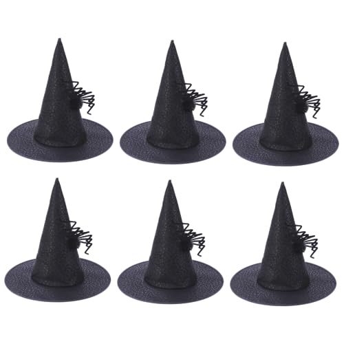 WRITWAA 6st Großer Spinnen-hexenhut Halloween Hexenkopfbedeckung Maskerade Zauberer Hexenhut Ornamente Für Hexenhut Im Spinnendesign Kostüm Breiter Hexenhut Black Vlies von WRITWAA