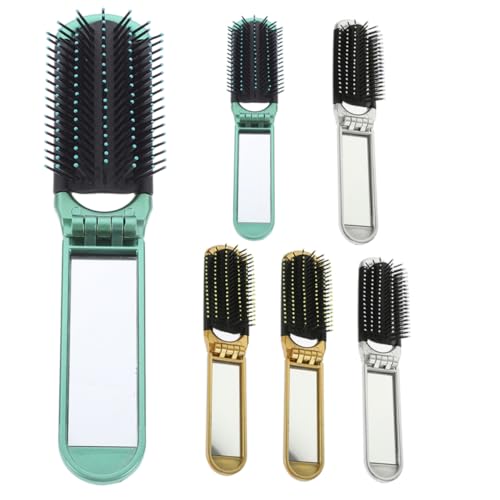 WRITWAA 6stücke Entwirrungshaarbürste Klappbar Mit Mini-spiegel Reisehaarbürste Faltbar Haarbürstenspiegel Kompakt Für Frauen Und Haarkamm von WRITWAA