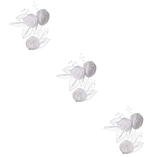 WRITWAA 6stücke Haarclip Blumen Haarnadeln Für Hochzeiten Partys Und Besondere Anlässe Haarschmuck Accessoires Für Mädchen Und Damen Weißer Satin Haarkamm von WRITWAA