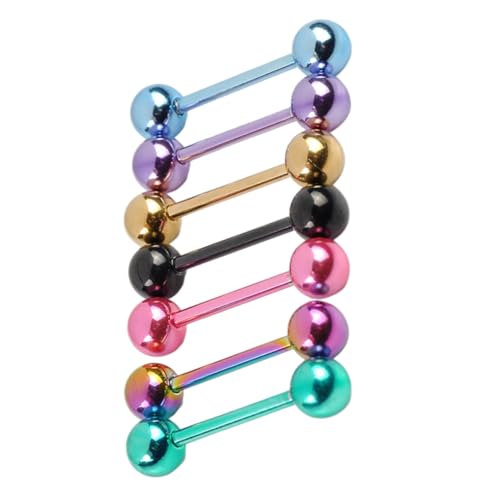 WRITWAA 7 Stück Teiliges Edelstahl Zungenpiercing Doppelseitige Kugel dumbbell Form Hautfreundlich Rostfrei Körperpiercing Schmuck für Damen und Herren Vielseitig Kombinierbar Langlebig von WRITWAA