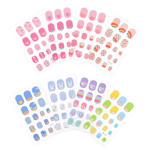 WRITWAA 8 Blätter Nagelsticker Cartoon Design Bunte Fingernagel Aufkleber Selbstklebend Für Mädchen Diy Nagelkunst Zubehör Verschiedene Muster Für Alltag Und Festliche Anlässe von WRITWAA