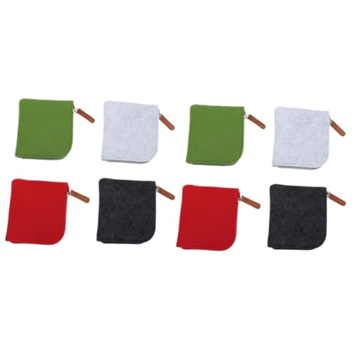 WRITWAA 8stücke Teiliges Filz Münzbeutel Mit Reißverschluss Mini Geldbörse Für Mädchen Rot Grün Und Dunkelgrau Praktische Aufbewahrungstasche Für Münzen Schlüssel Und Mehr von WRITWAA