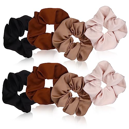 WRITWAA 8stücke Große Haargummis Mit Elastischen Haarbändern in Schwarz Braun Khaki Und Beige Doppelseitige Leinen-haarreifen Für Damen Haaraccessoires Für Alltag Und Partys von WRITWAA