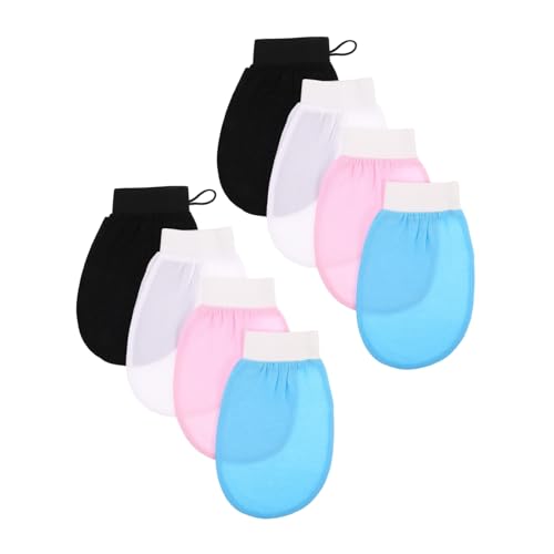WRITWAA 8 Stück Teiliges Duschhandschuh Viskosefaser Doppelseitige Peeling-handschuhe für Frauen Mittlere Körnung Sanftes Entfernen Abgestorbener Haut Rutschfeste Struktur für Gründliche von WRITWAA