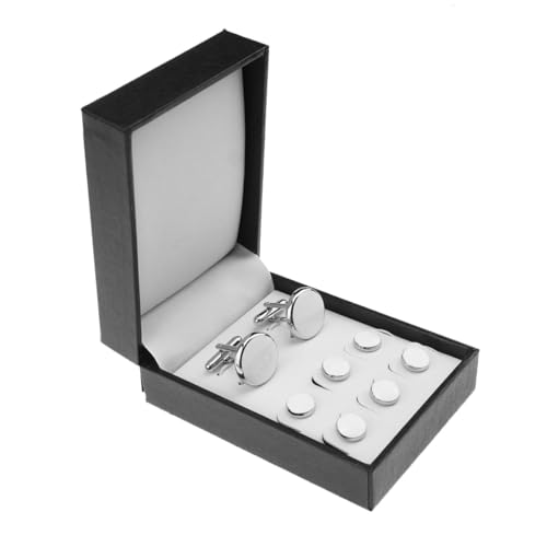 WRITWAA 8 Stück Teiliges Herren Manschettenknopf Set Rundes French Style Schmuckset mit Hemdknöpfen und Tuxedo Stiften für Business Hochzeit Stilvolle Herren Hemd Manschettenknöpfe von WRITWAA