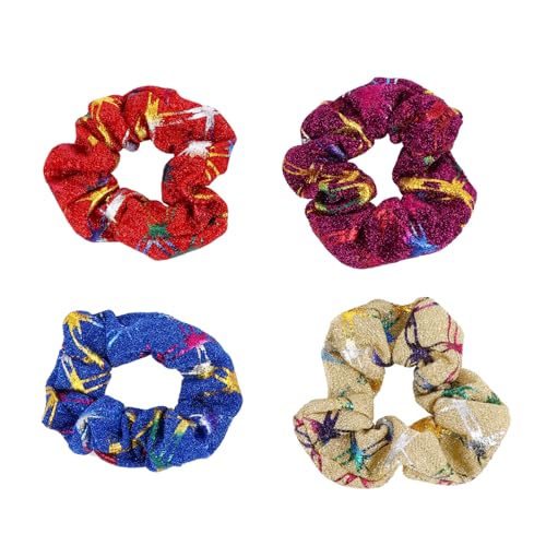 WRITWAA 8 Stück Teiliges Weiche Elastische Haargummis mit Glänzenden Gold Silbernen Akzenten Festliche Haaraccessoires für Mädchen Praktische Bequeme Scrunchies Passend zu Weihnachten von WRITWAA